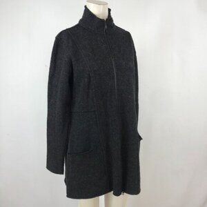 CUT LOOSE ~ WOMENS MEDIUM ~ GRAY FULL ZIP WOOL LONG JACKET COAT ~ BOHO
